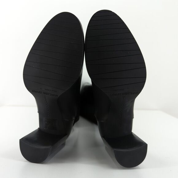 Stuart Weitzman Women 4 Lowjack Boots 5050 Black Leather Over The Knee OTK Block - Picture 10 of 11